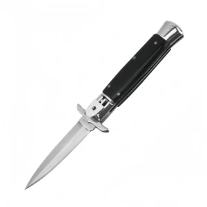 Couteau Cran d’Arrêt Stiletto Knife Black Handle