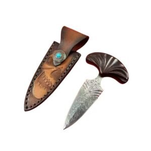 Damascus Steel Push Dagger with Rosewood Handle