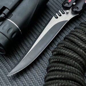 Unique Black-and-Red Handle Flipper Folding Knife