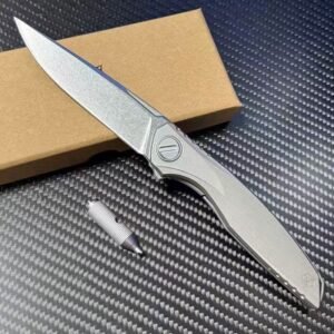 Bear Head Storm Titanium Handle Folding Knife