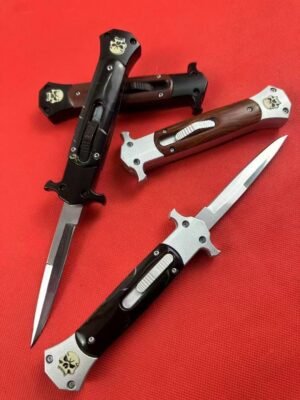 AKC 9-inch Straight-jump Skull Handle Single-edge OTF Knife