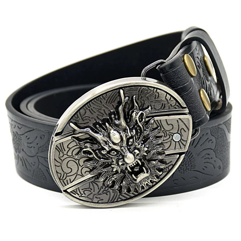 09f1ebe370a1be058cc28aba29330f3.png Belt Buckle Pocket Knife-Dragon Head Knife Buckle Embossed Black