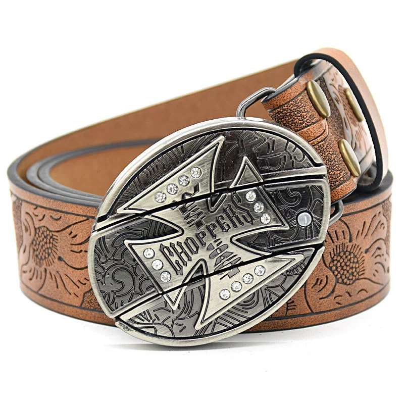 0c15f66119a05d372658d268c1cad92.png Belt Buckle Knife-Large Cross Knife Buckle Embossed Brown