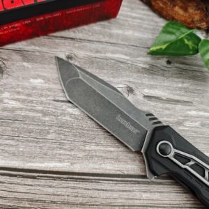 Kashow 1376 Off Black Stone Wash Folding Knife
