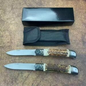 AKC 8-Inch Antler-Handle Lever Side-Opening Knife