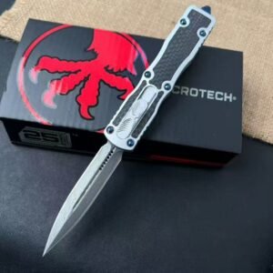 Microtech Dirac Damascus Carbon-Fiber Handle OTF Knife