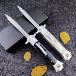 AKC 9-inch Vertical Jump Skull Handle Double-edged OTF Knife