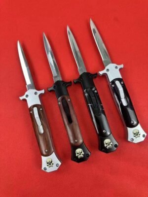 AKC 9-inch Straight-jump Skull Handle Single-edge OTF Knife