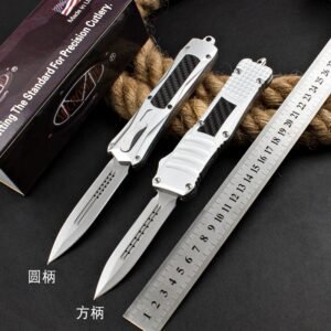 Zinc Handle, Large Dragon, Silver Handle, Carbon Fiber OTF Knife