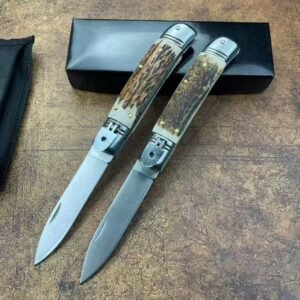 AKC 8-Inch Antler-Handle Lever Side-Opening Knife