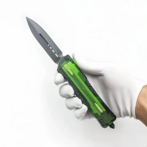 Transparent Handle OTF Knife – Green Polymer Shell