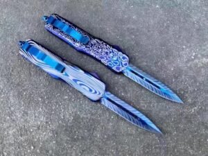 Zinc Handle Microtech Dalong Blue Titanium OTF Knife
