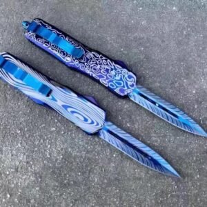 Zinc Handle Microtech Dalong Blue Titanium OTF Knife