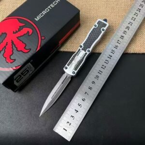 Microtech Dirac Damascus Carbon-Fiber Handle OTF Knife
