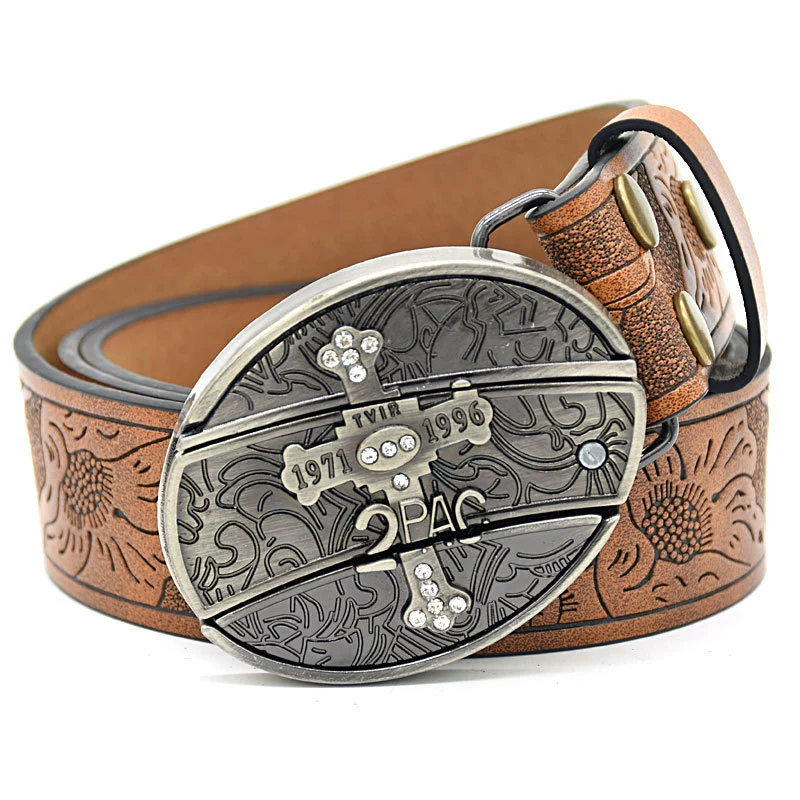 2d0d2a38f4d3683640399042f73eb64.png Belt Buckle Knife-Small Cross Knife Buckle Embossed Brown
