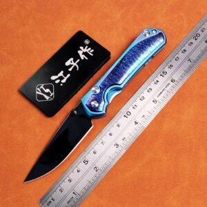 Crispy Shah Damascene Titanium Shaft SF Folding Knife