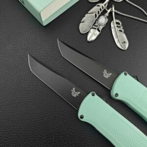Butterfly 5370 Green Handle Straight Jumping Tail Vertex Style OTF Knife