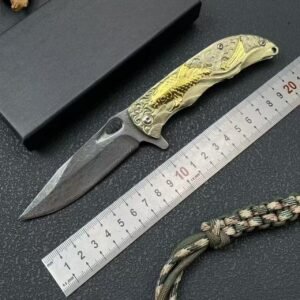 Koi Damascus Mini Folding Knife