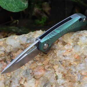 Titanium Handle Mini Damascus Folding Fold Folding Knife