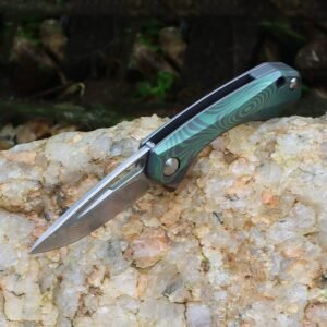 Titanium Handle Mini Damascus Folding Fold Folding Knife