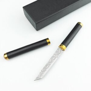 (D89) The Magical Medicine Brush Is A Great Damascus Fixed Blade Knife