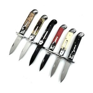 AKC 9-inch Flip-top Hand Guards With Curved Tail Side-Opening Switchblade