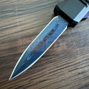 Zinc Handle UT70 Blue Titanium Damascus OTF Knife