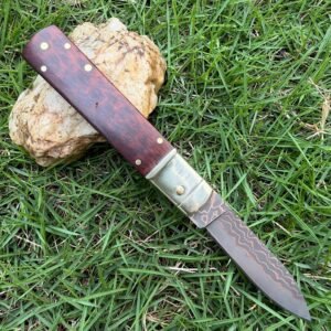 AKC Classic Round-Handle Copper-Inlay Damascus Side-Opening Knife