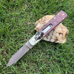 AKC Classic Round-Handle Copper-Inlay Damascus Side-Opening Knife