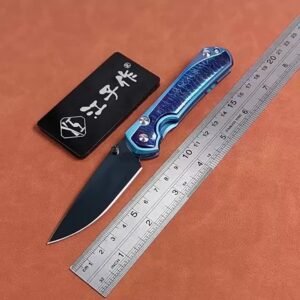 Crispy Shah Damascene Titanium Shaft SF Folding Knife