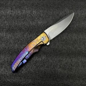 Yuji Evolver M390 Lightning-Pattern Titanium Handle Folding Knife
