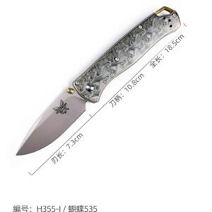Butterfly 535 M390 Stone Wash Blade Titanium Laser Shank SF