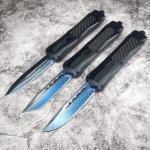 (F396) Butterfly 3300 Straight Blue Titanium Twin Peaks OTF Knife