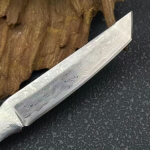 Bamboo-Style Damascus Fixed Blade Knife