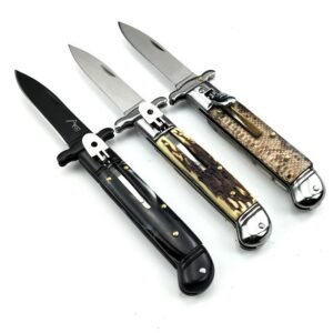 AKC 9-inch Flip-top Hand Guards With Curved Tail Side-Opening Switchblade