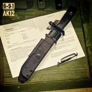 AK12 Black Fixed Blade Knife