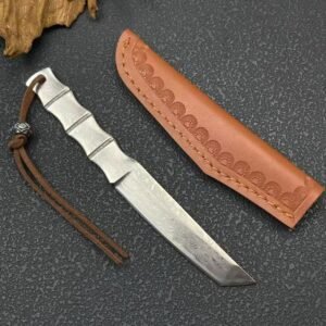Bamboo-Style Damascus Fixed Blade Knife
