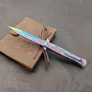 Colorful Rose-relief Swordfish Fold Folding Knife