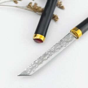 (D89) The Magical Medicine Brush Is A Great Damascus Fixed Blade Knife