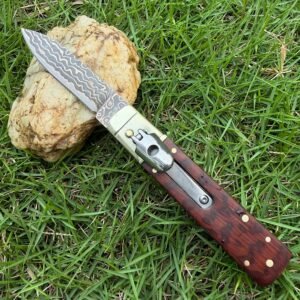 AKC Classic Round-Handle Copper-Inlay Damascus Side-Opening Knife