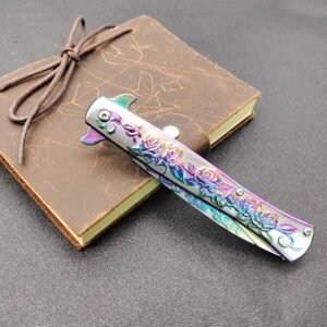 Colorful Rose-relief Swordfish Fold Folding Knife