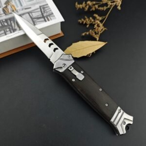 The New Version Of The Bouncy Fish Side-jumping Has A Brown Handle And A Chicken Wing Wood Handle Switchblade