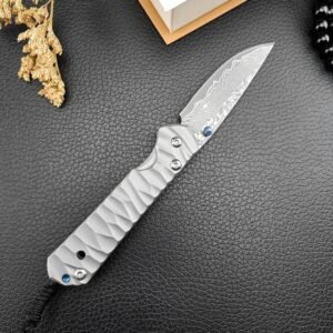 E119 Chris Reeve Big Damascus Small Sand Titanium Handle Folding Knife