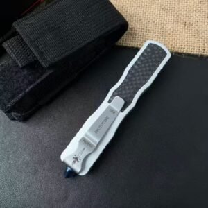 Microtech Dirac Damascus Carbon-Fiber Handle OTF Knife