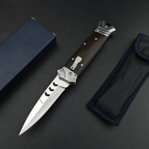 The New Version Of The Bouncy Fish Side-jumping Has A Brown Handle And A Chicken Wing Wood Handle Switchblade