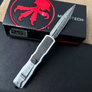 Microtech Dirac Damascus Carbon-Fiber Handle OTF Knife