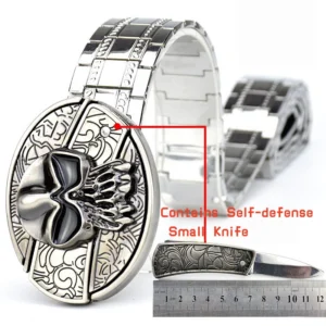 Stainless steel skull belt buckle knife