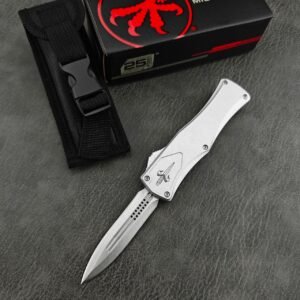 Zinc Handle Microtech Hera Goddess White Handle Double Edge OTF Knife