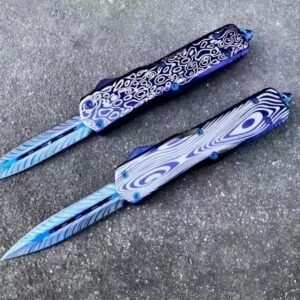 Zinc Handle Microtech Dalong Blue Titanium OTF Knife