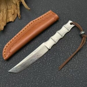 Bamboo-Style Damascus Fixed Blade Knife